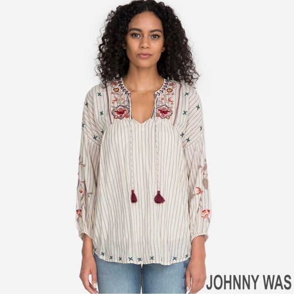 JOHNNY WAS **NWT** Chrysalis V-Neck Yoke Blouse - Picture 2 of 7